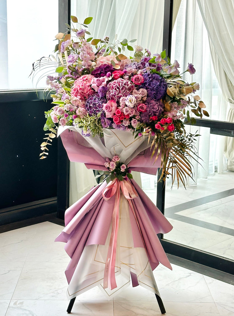 Artisanal Royal Purple Floral Stand Bouquet (Fresh Flower)