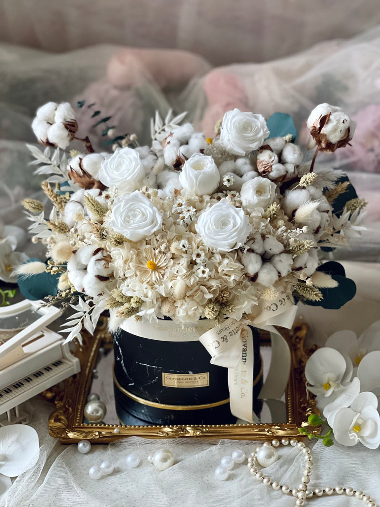 Eternity White Rose Blooms Box (Preserved Flower)