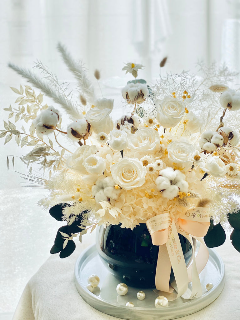 The White Jewel Centerpiece (Preserved Flower)