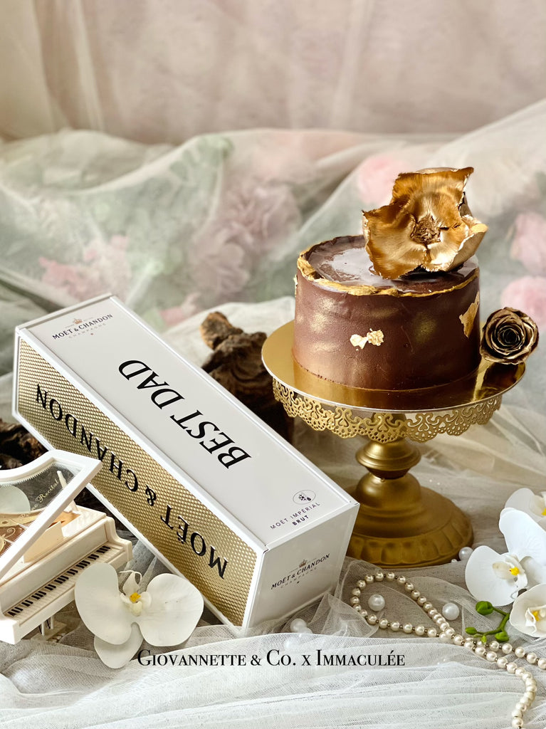 King of the Kings Bundle - Belgian Chocolate MSW Durian Cake with Personalized Champagne or Eternity Bloom Box