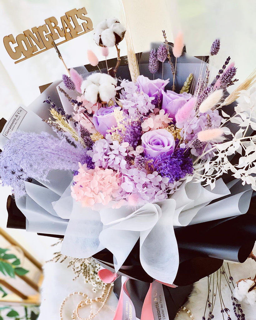 Everlasting Purple Meadow Bouquet (Preserved Flowers)
