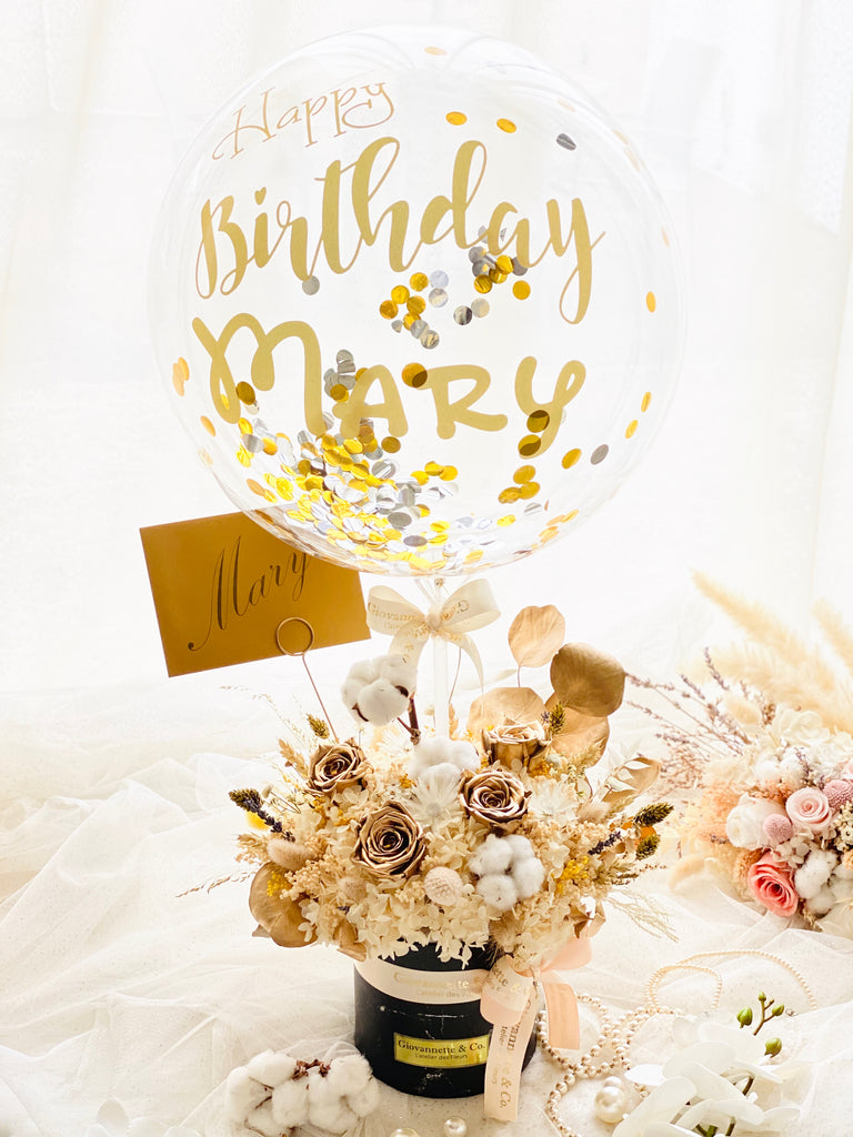 Eternity Stylish Golden Charm Blooms Box (Preserved Flowers)