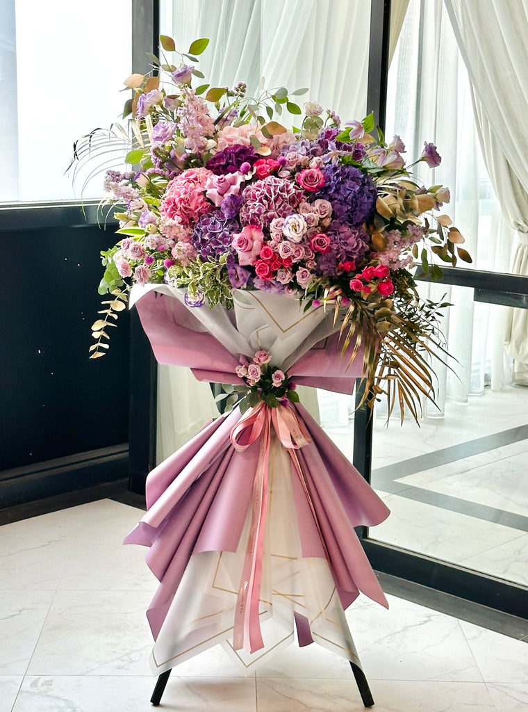 Artisanal Royal Purple Floral Stand Bouquet  (Fresh Flower)