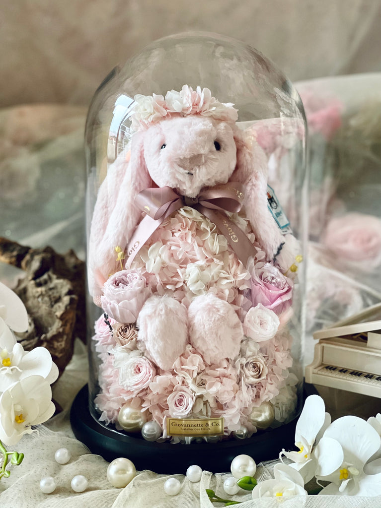 Eternity Princess Jellycat Bunny Bell Jar Blooms (Preserved Flowers, Extra Large)