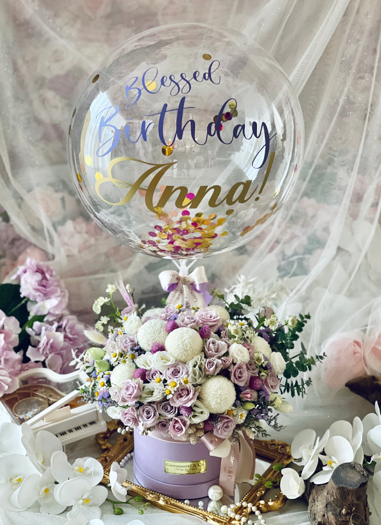 Purple Dreams with 14” Personalized Confetti Balloon