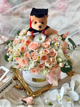 Precious Moment Blooms Box with Graduation Bear