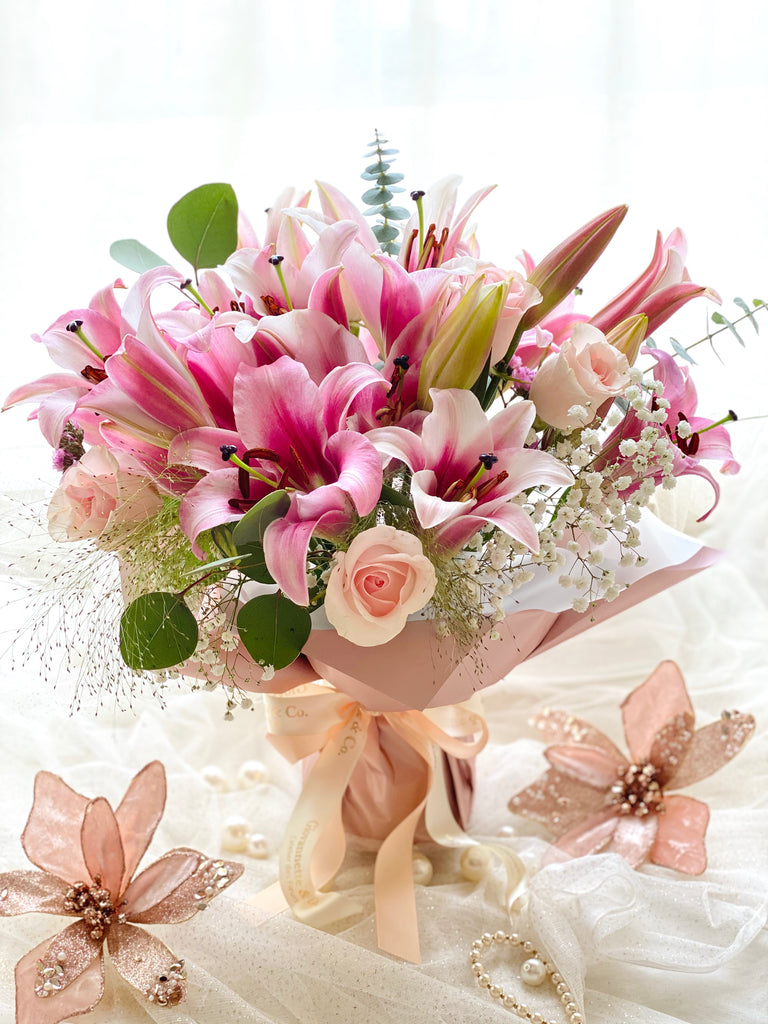 Extravaganza Pink Lily Vase Bouquet