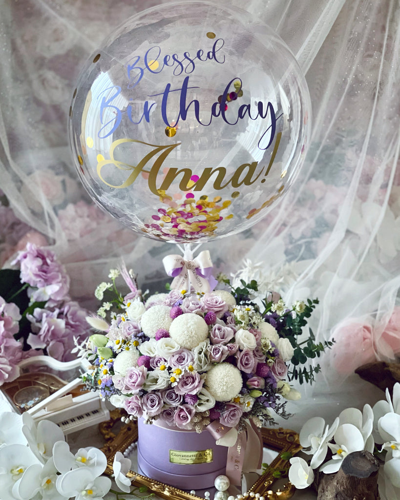 Purple Dreams with 14” Personalized Confetti Balloon