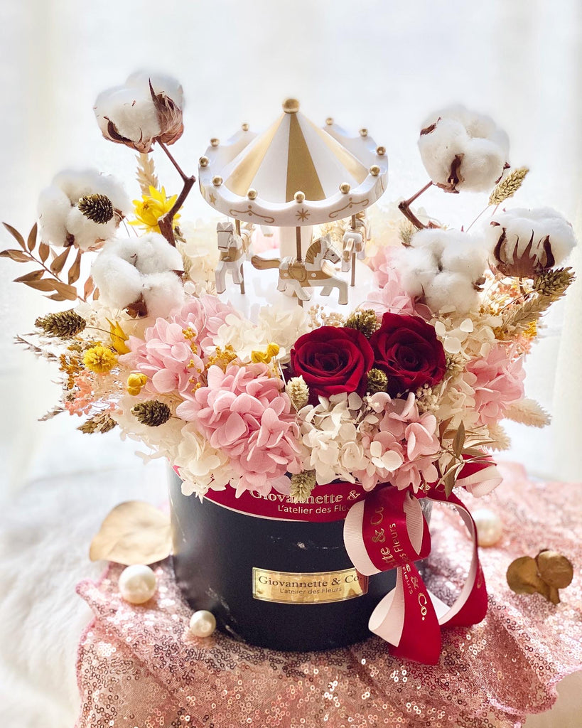 Whimsical Carousel Music Blooms Box (Preserved Flowers)