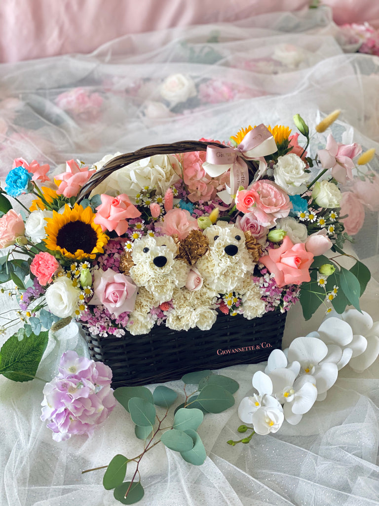 Cheerful Puppy Bloom Basket