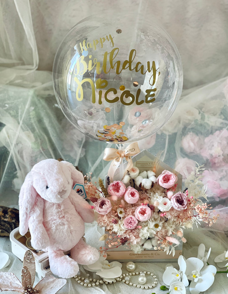 Bundled of Eternity Floral Letter with Jellycat Bashful Bunny & Personalized Confetti Balloon Set