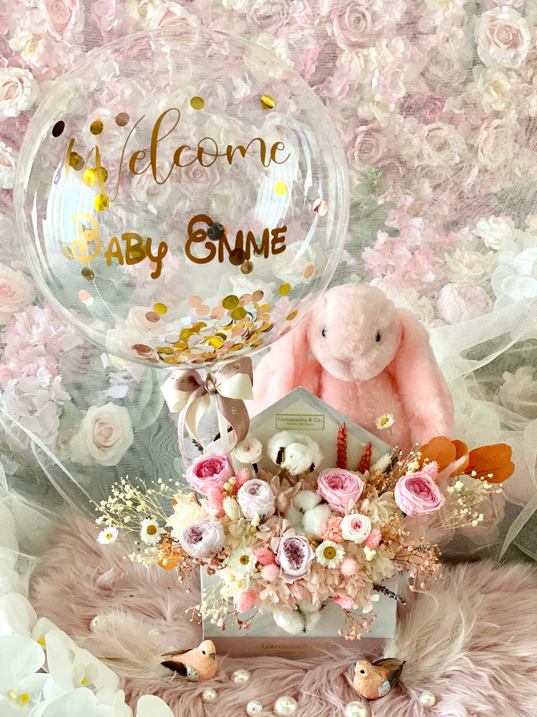 Bundled of Eternity Floral Letter with Plush Bunny & Confetti Balloon Set