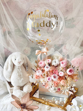 Bundled of Eternity Floral Letter with Jellycat Bashful Bunny & Personalized Confetti Balloon Set