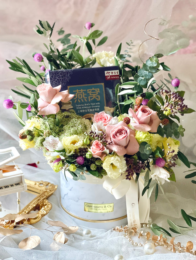 Gardenia Bloom Superior Bird’s Nest with American Ginseng Nourishment Drink Gift Box (Fresh Flowers)