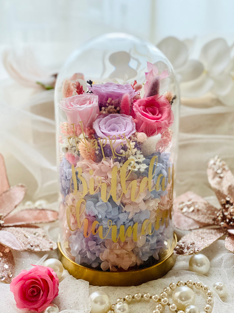 Personalized Everlasting Deluxe Bell Jar Blooms