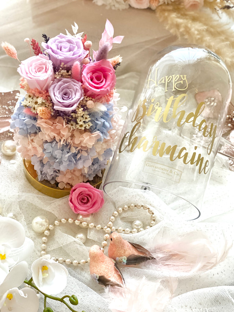 Personalized Everlasting Deluxe Bell Jar Blooms