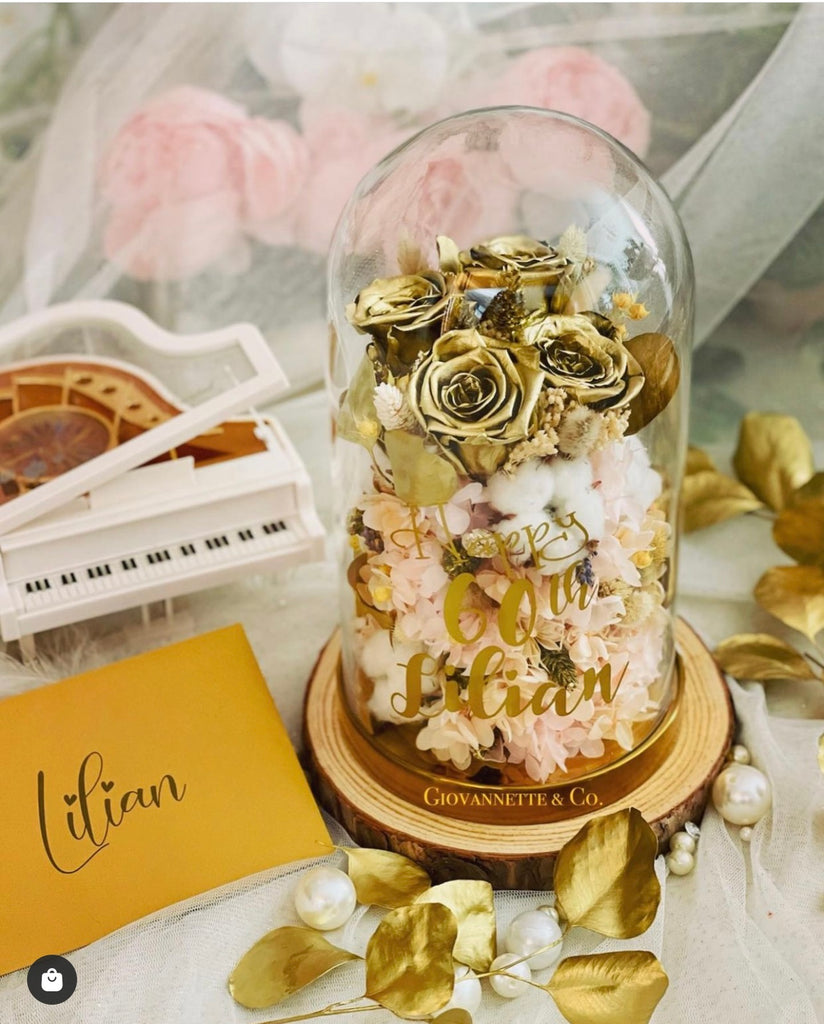Personalized Everlasting Deluxe Bell Jar Blooms