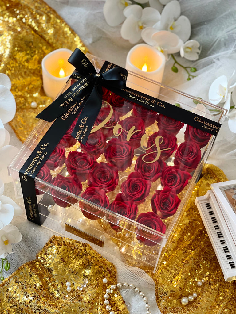 Personalized L’enchanteur Box (25 Preserved Roses)