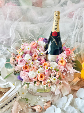 Garden Rose Moët & Chandon Champagne Blooms Box
