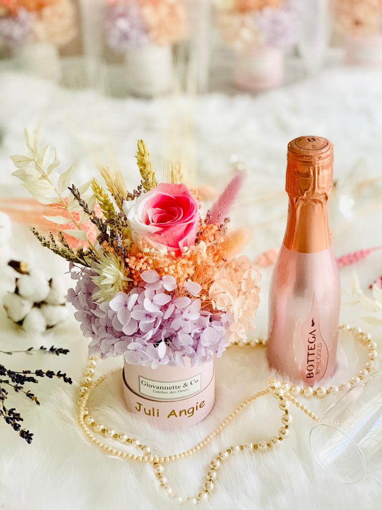 Mini Bottega Blooms Box & Rose Gold Sparking Wine Set