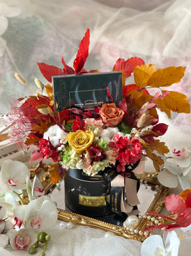 Everlasting Autumn Solstice Blooms & Chocolate Gift Box (Preserved Flowers)