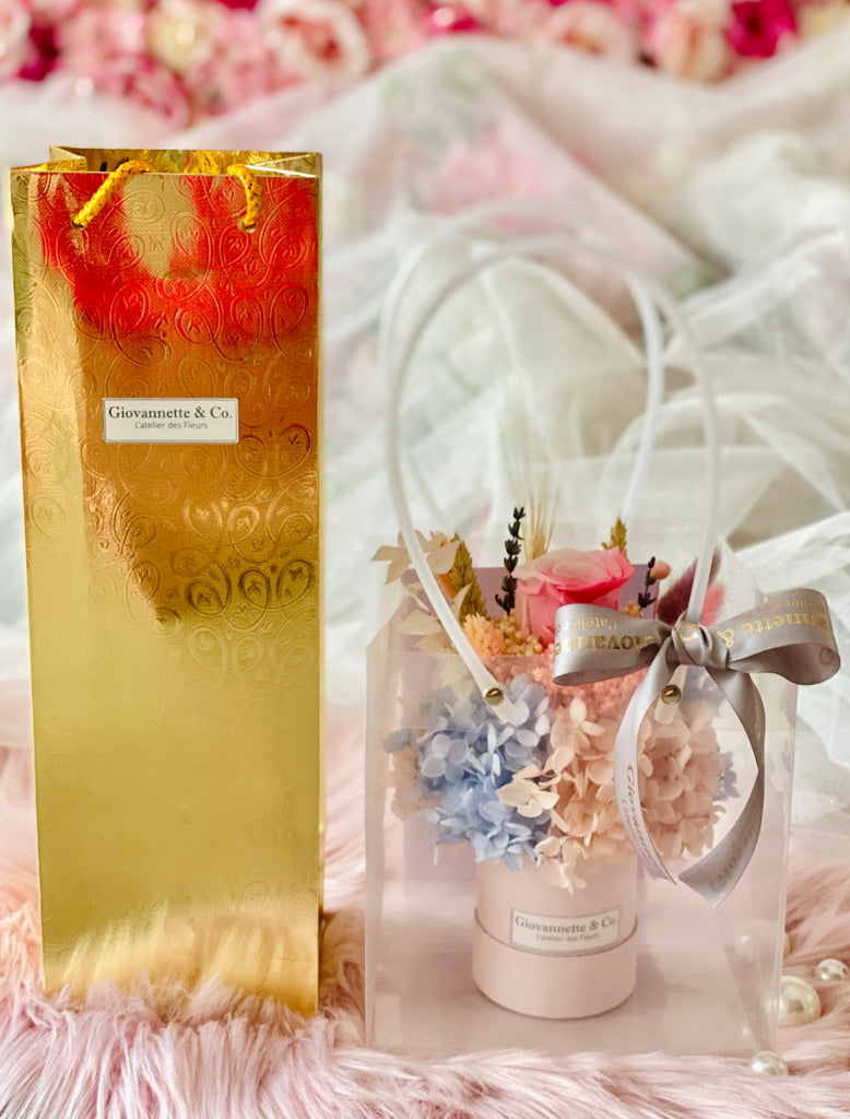 Mini Bottega Blooms Box & French Rose Wine Set