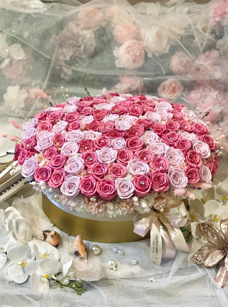 Grandiose 100 Pink Roses Bloom Box (Preserved Flowers)