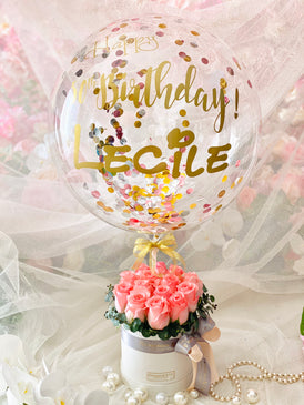 Paris Je T'aime with 12” Personalized Balloon (Pink)