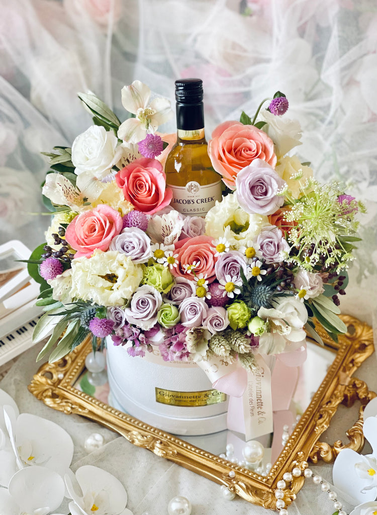 Floral White Wine Bloom Box