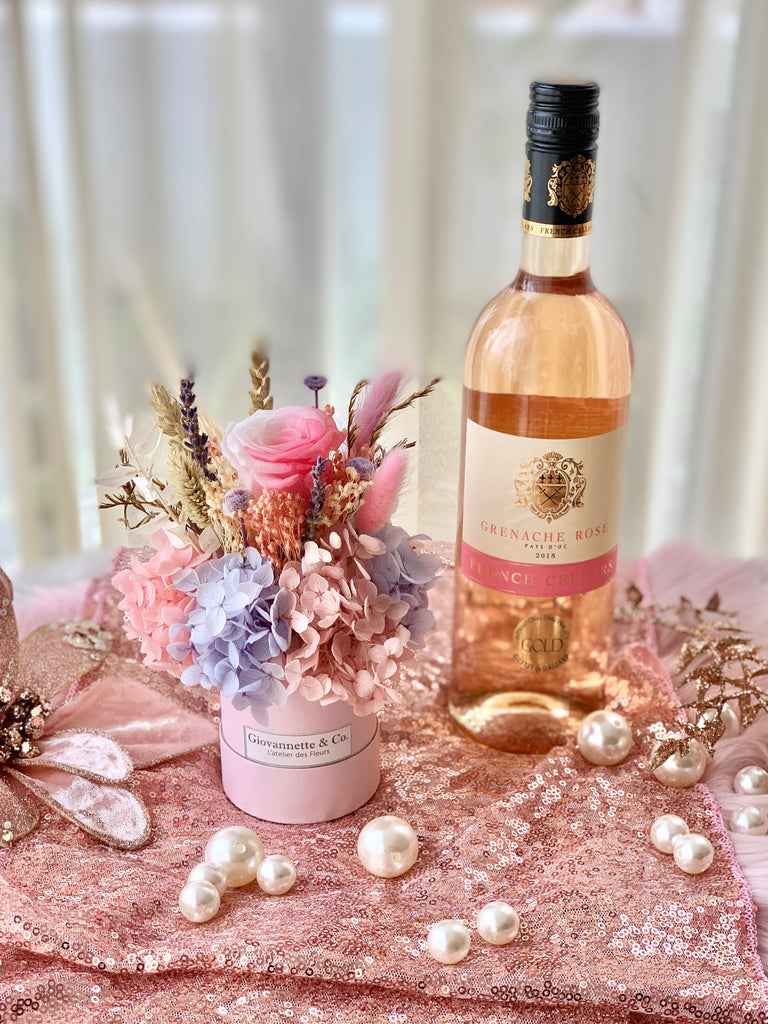 Mini Bottega Blooms Box & French Rose Wine Set